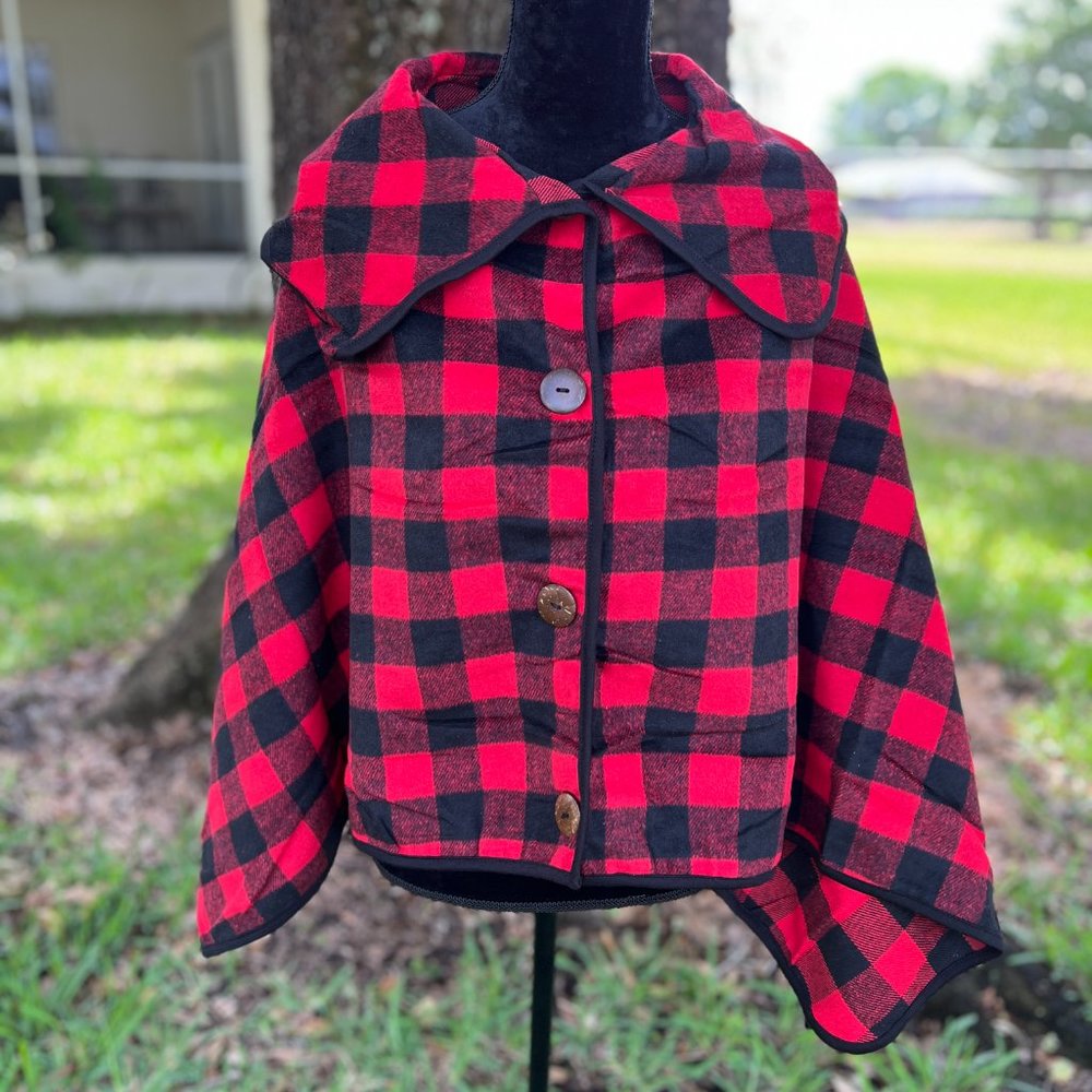 Red Buffalo Plaid Poncho